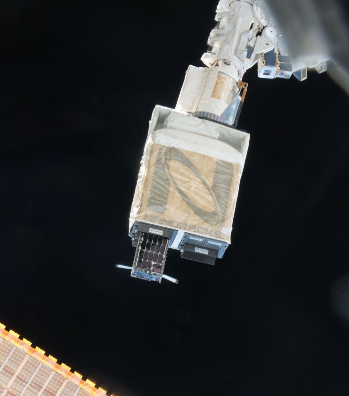 This is the Dellingr spacecraft right before its release.  