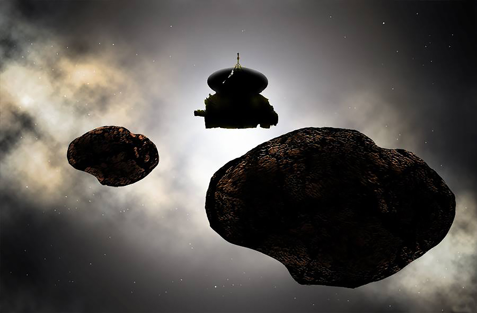 Artist's concept of NASA’s New Horizons spacecraft flying by 2014 MU69 on Jan. 1, 2019