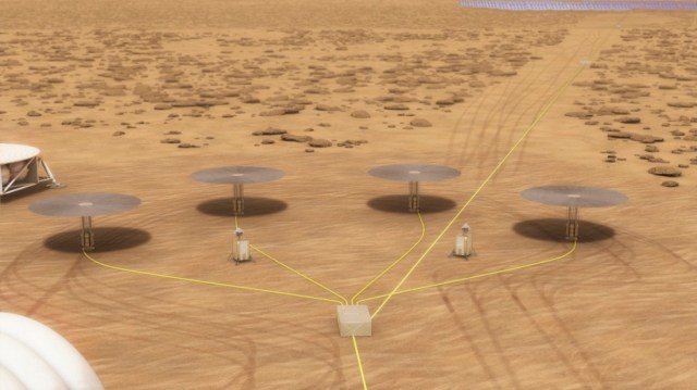 Artist rendering of the kilopower mission on planetary surface.