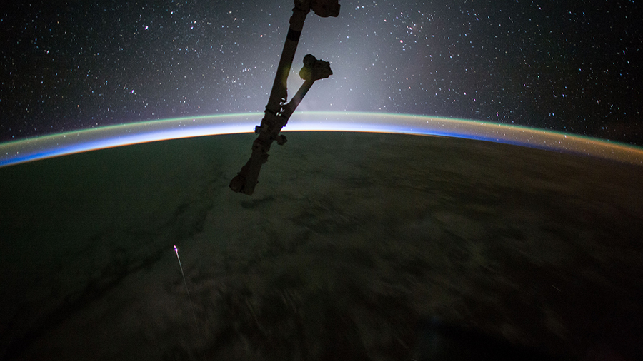 SpaceX Dragon capsule as it reentered Earth's atmosphere
