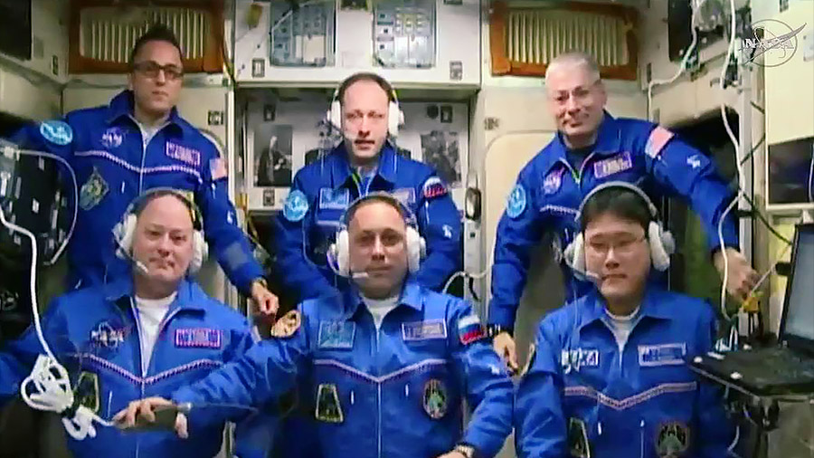 The newly-expanded Expedition 54 crew