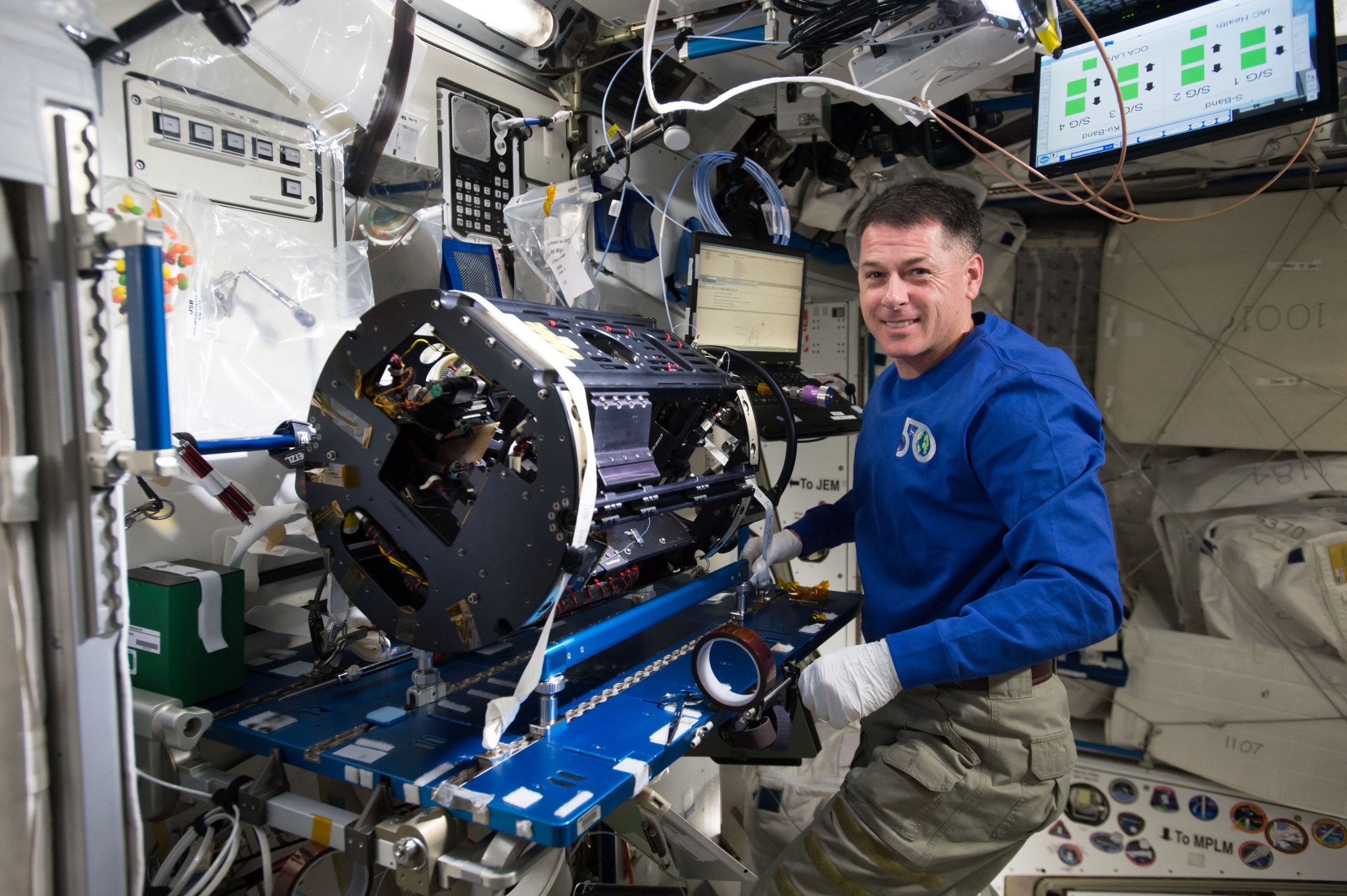 astronaut Shane Kimbrough next to MDCA facility
