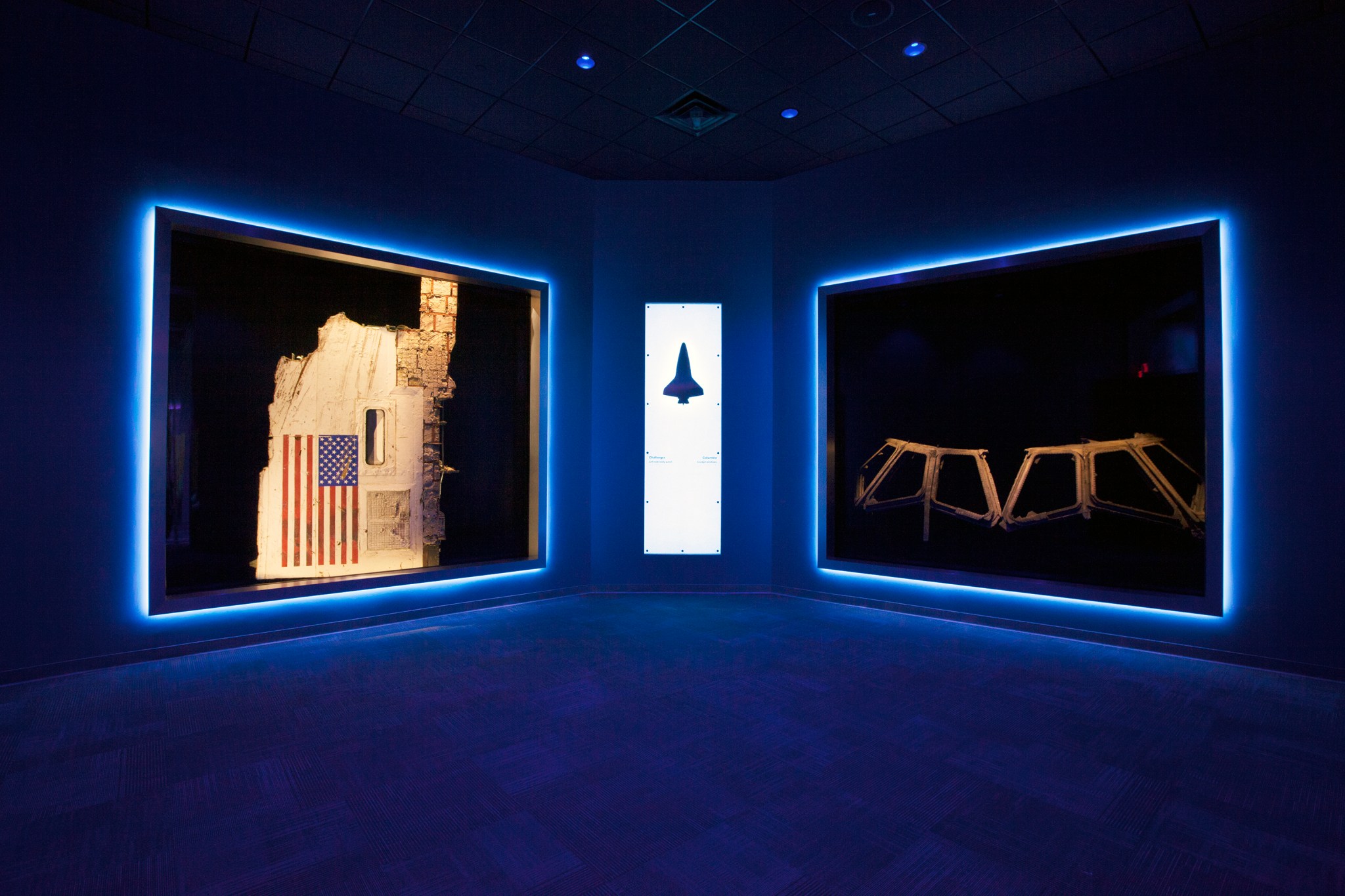 Challenger's fuselage and the Columbia flight deck windows