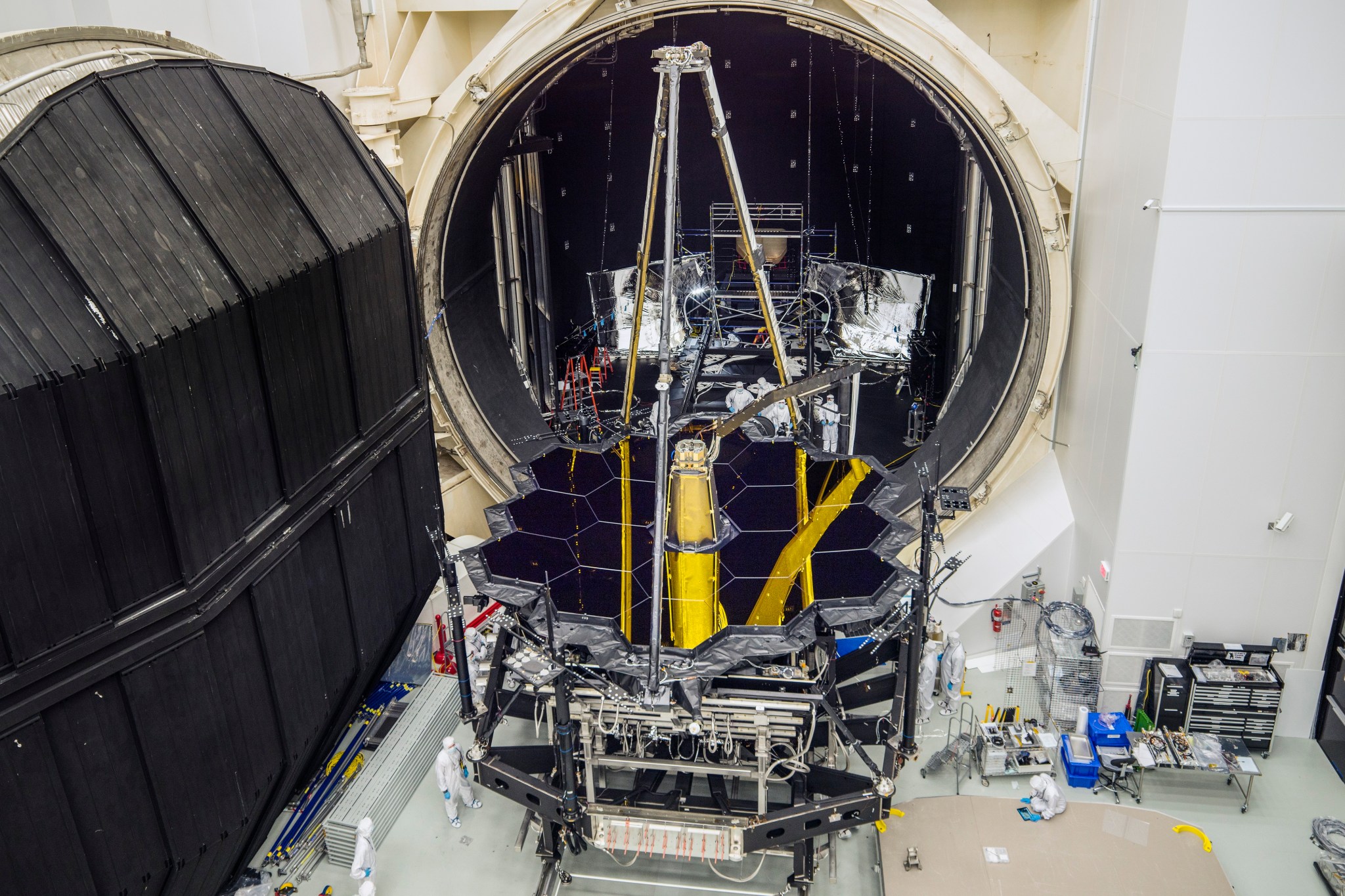 NASA’s James Webb Space Telescope emerged from Chamber A at NASA’s Johnson Space Center in Houston on Dec. 1, 2017.