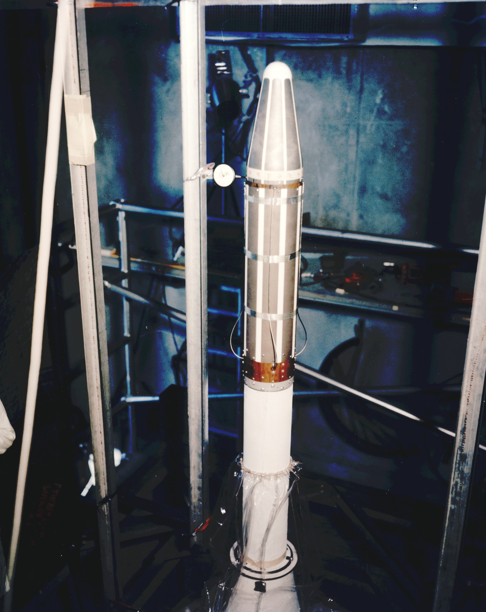 Explorer I satellite installed atop the Jupiter-C launch vehicle. 