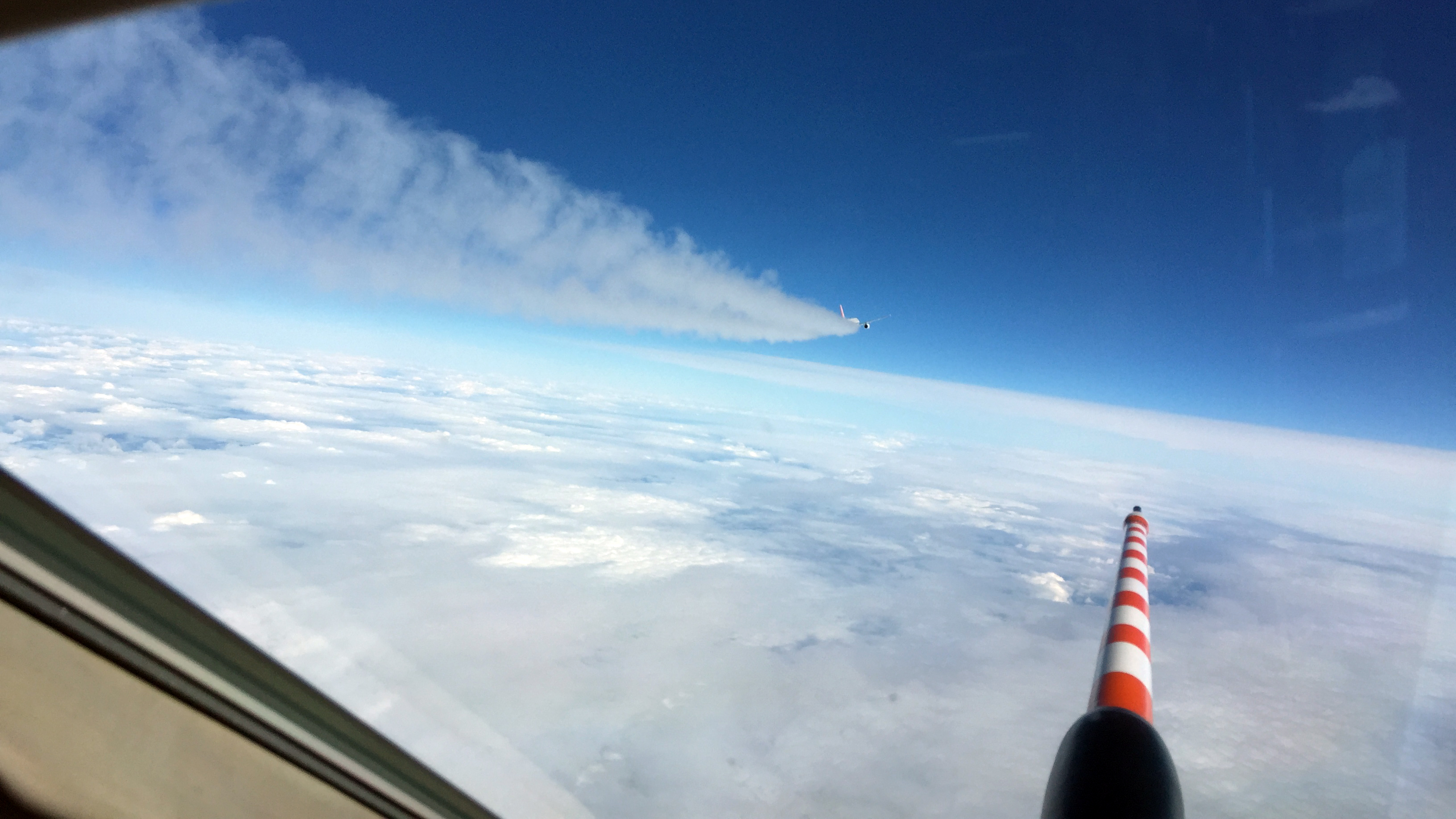 The view of the A320 ATRA’s exhaust plume.