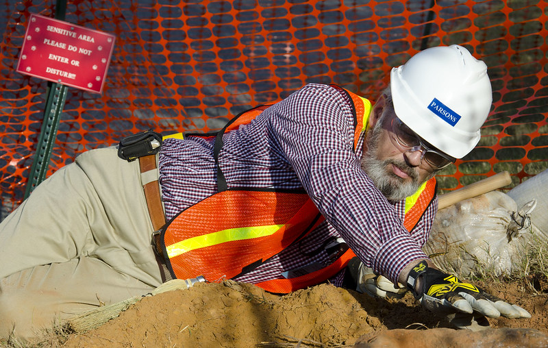 Goddard's consultant paleontologist Dr. Lee Monnens verified the track and discovered additional footprints hiding under a thin layer of topsoil in the same rock layer on October 23, 2012.