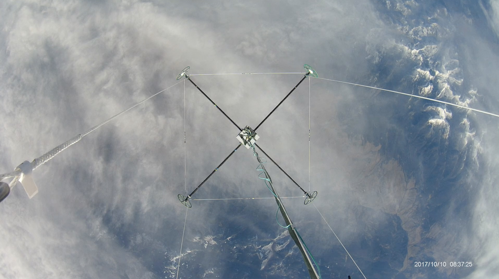 Southwest Research Institute’s experiment to probe planets shown hanging off World View’s high-altitude balloon.