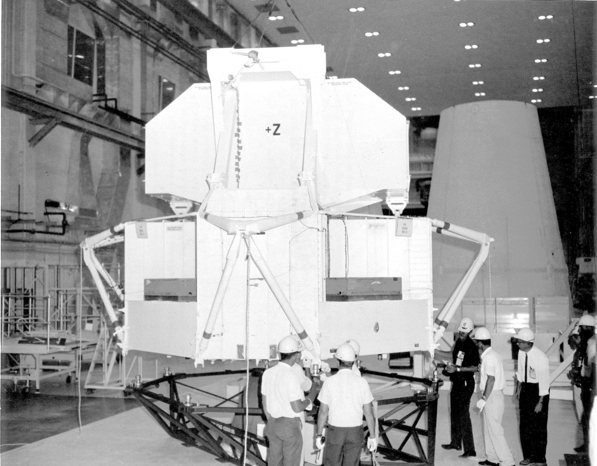 Lunar Module Test Article -2R before integration into the Spacecraft Lunar Module Adapter.
