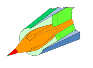 Cut away Supersonic Channeled Centerbody Inlet computational model