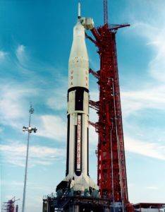 A Saturn 1B stacked on Launch Complex 34