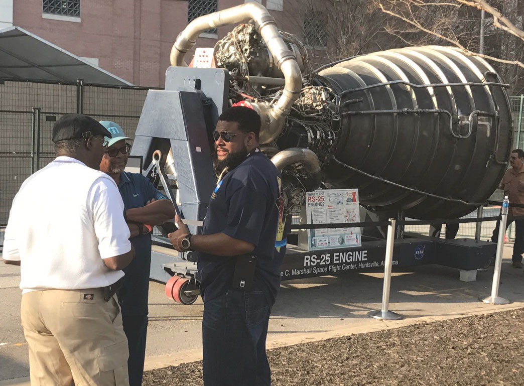 Corey Harrell assisting with NASA's public outreach during Super Bowl week in Houston, Texas. 