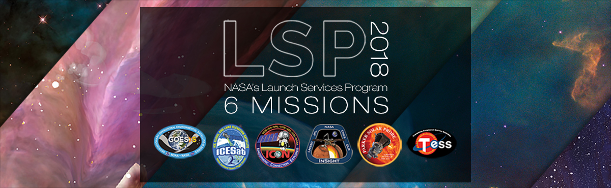 Launch Services Program six mission patches and graphic design.
