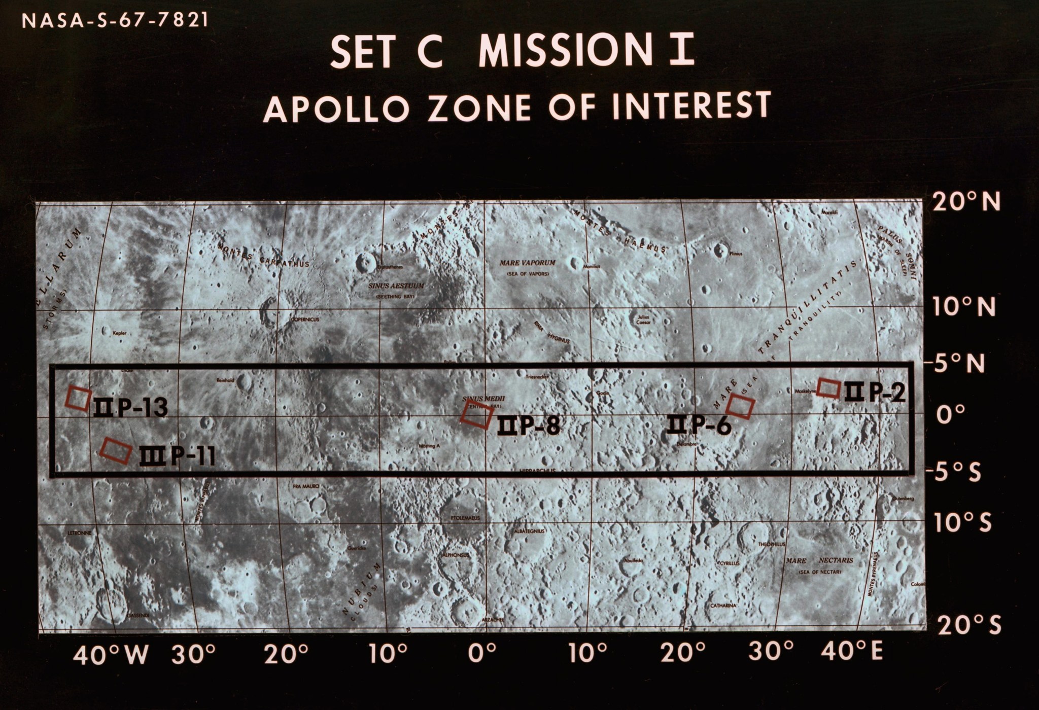 Close-up of the landing sites within the Apollo Zone of Interest.