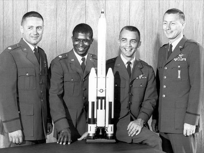 USAF Maj. Robert H. Lawrence with his fellow MOL Group 3 astronauts