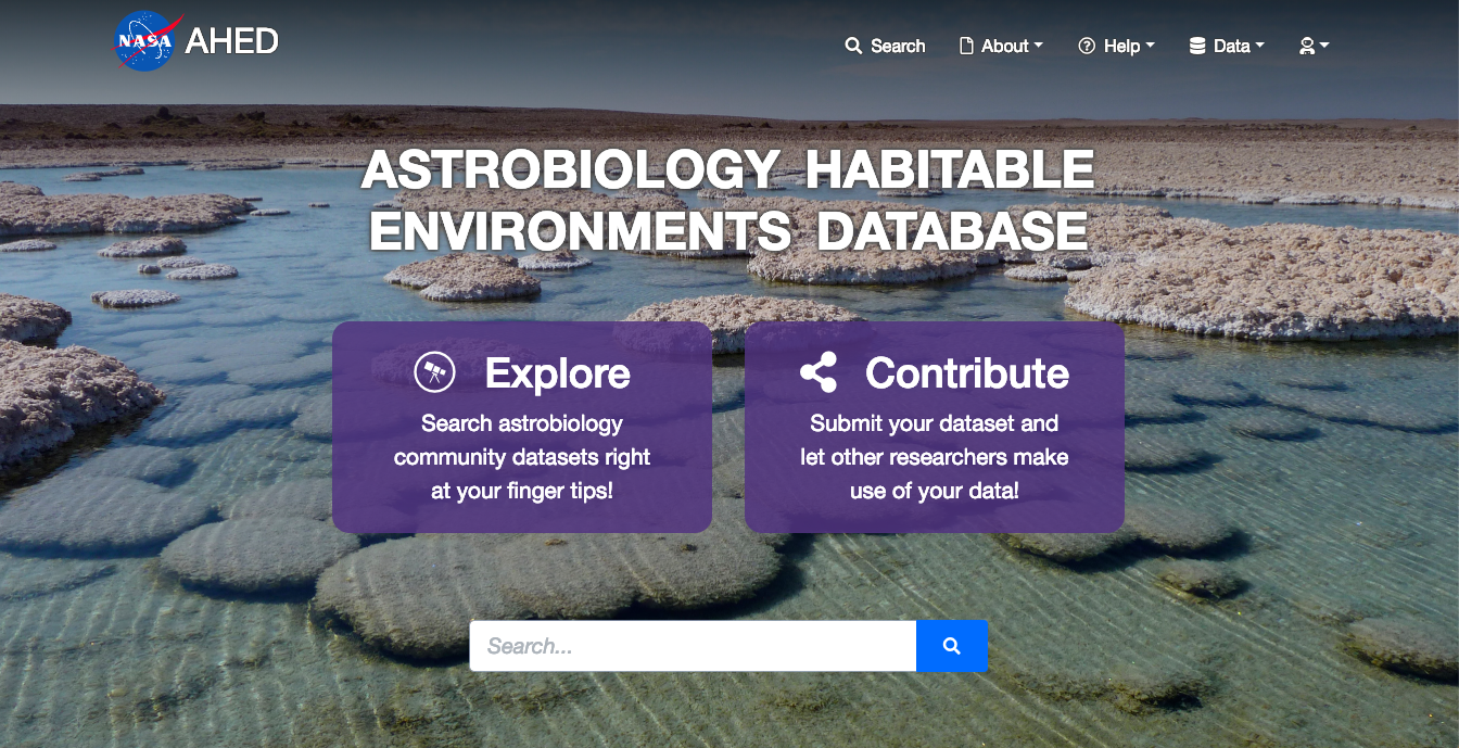 Figure. 7.4. A mockup user interface for the AHED database portal in development at Ames with Science Enabling Research Activity