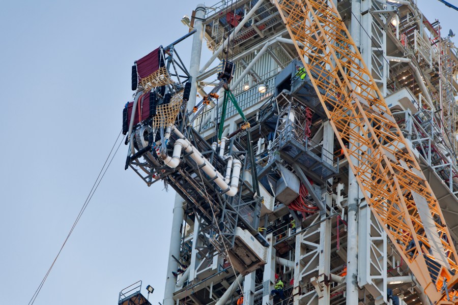 The ICPSU is installed on the mobile launcher tower at NASA's Kennedy Space Center in Florida.