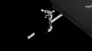 Soyuz spacecraft approaching space station
