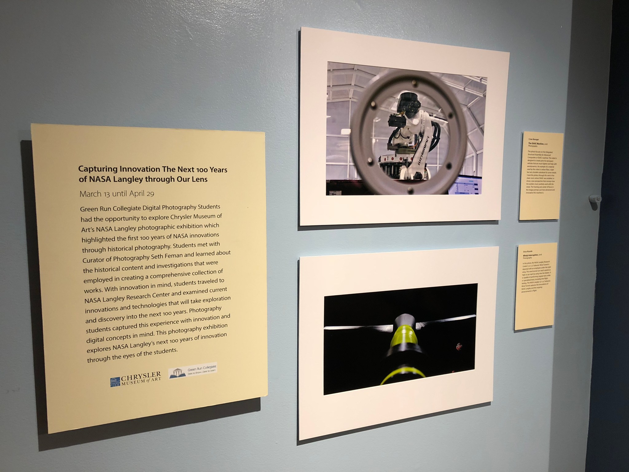 The photos were taken by Green Run Collegiate photography students who were given a special tour of Langley for their project.