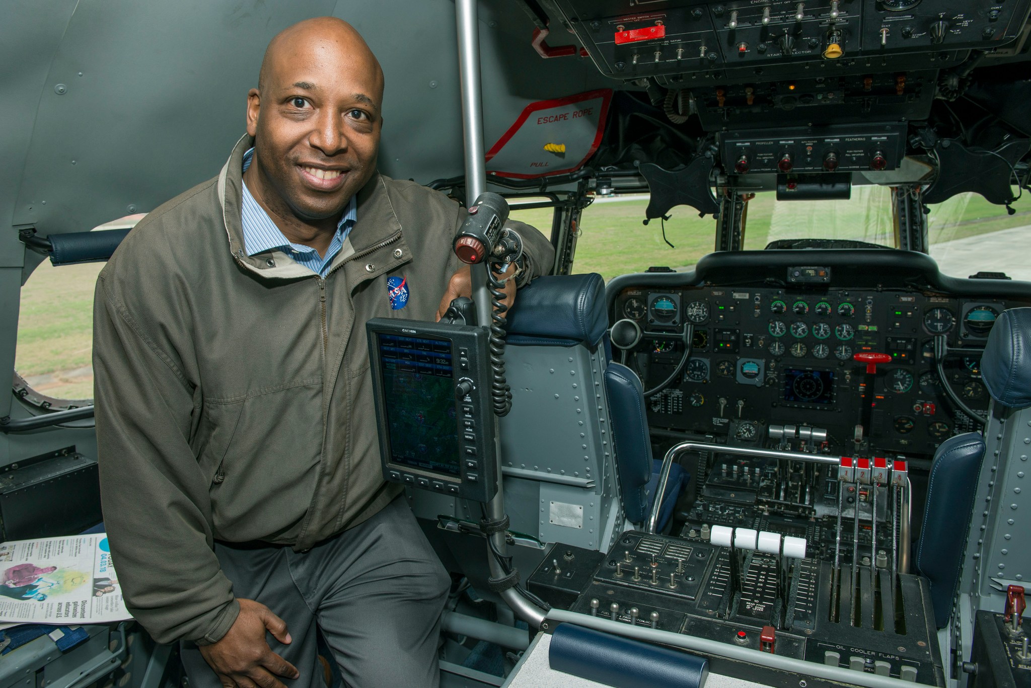 Rumaasha Maasha, an aerospace engineer in Marshall's Spacecraft & Vehicle Systems Department, tours NASA's Super Guppy aircraft 