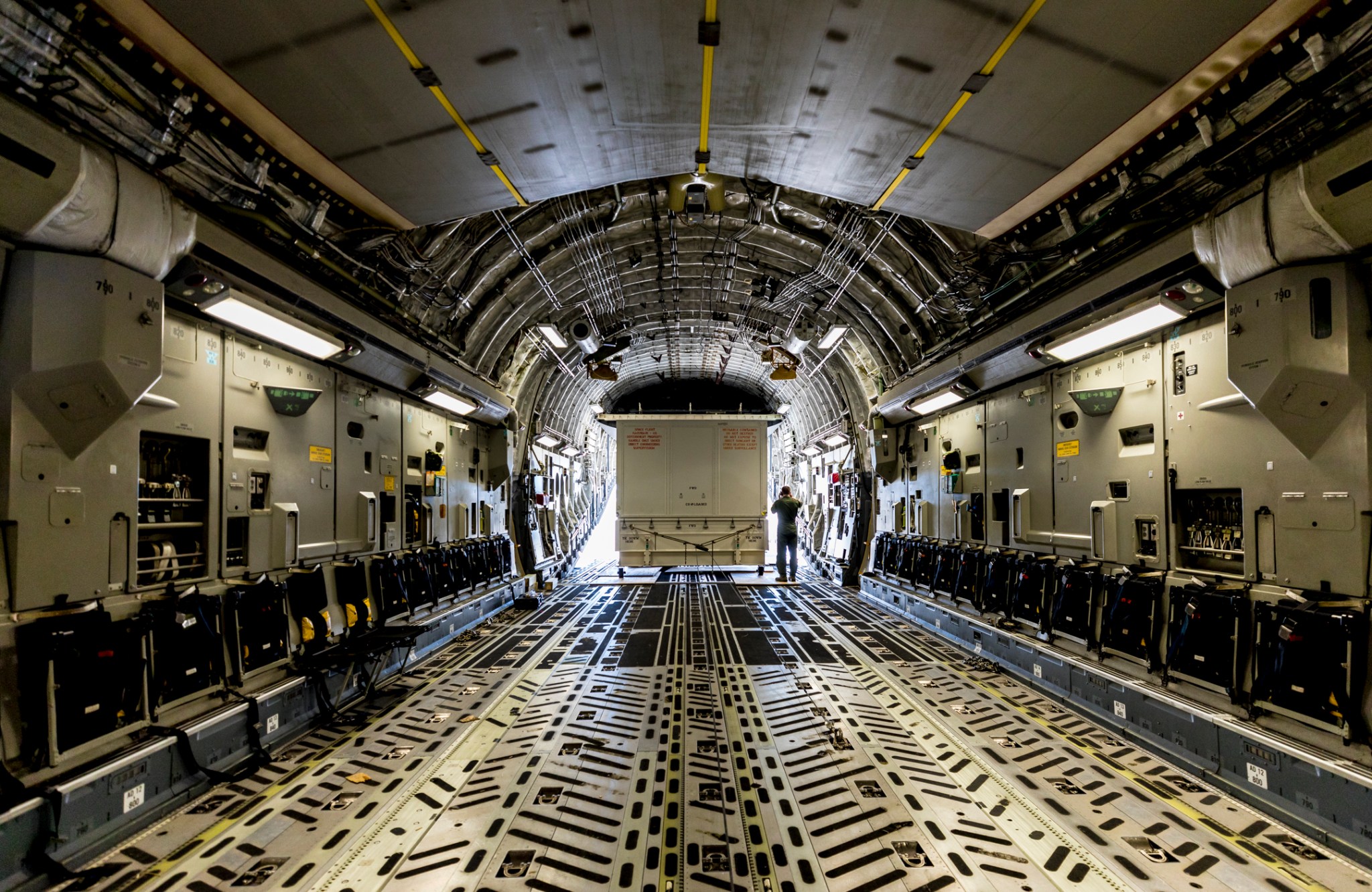 Parker Solar Probe shipping container being unloaded from C-17