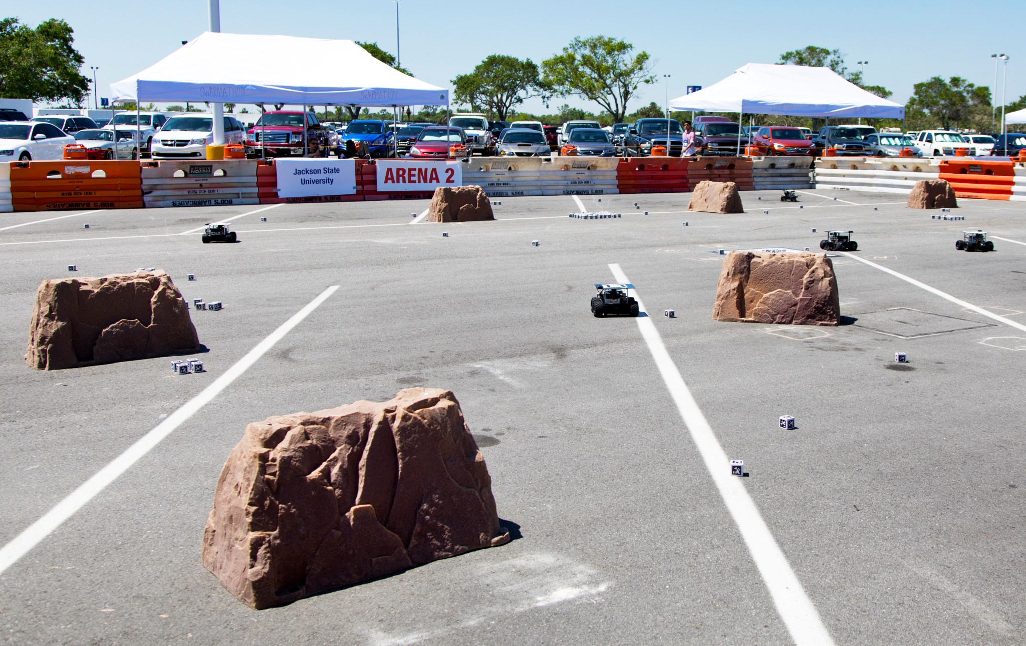 Simulated rocks form obstacles for Swarmathon challenge