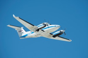 NASA?s B200 taking off for an eight-hour science flight on March 12.