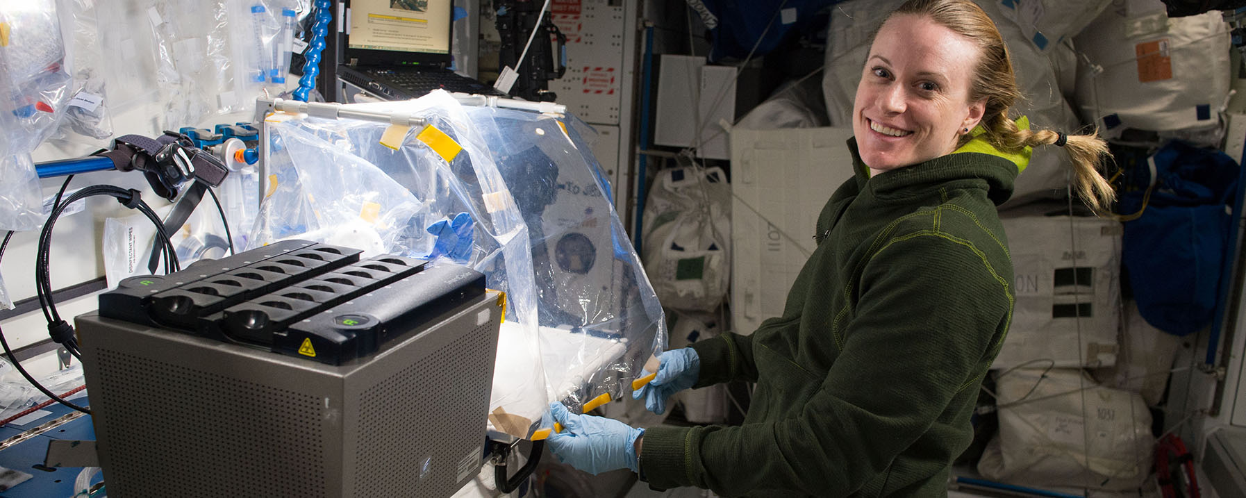 Astronaut Kate Rubins working on ISS