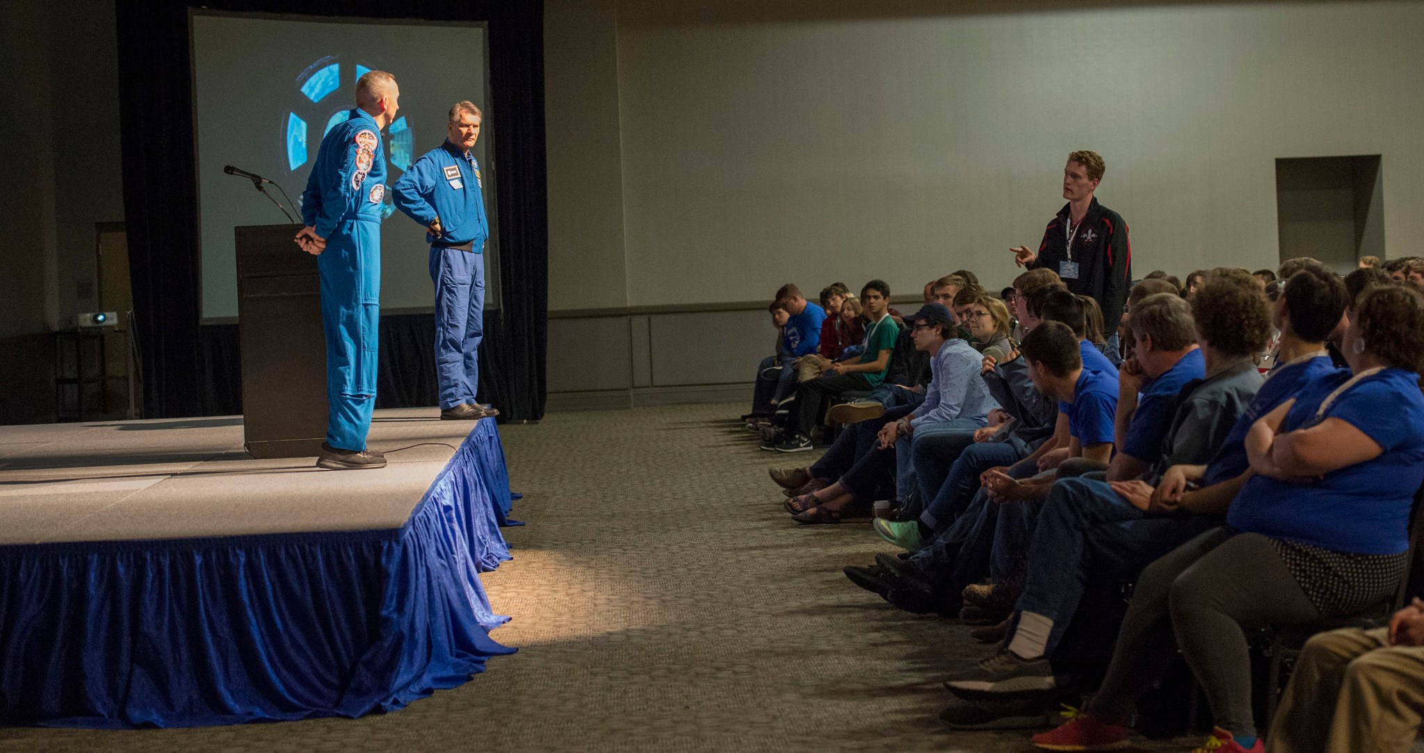 NASA astronaut Randy Bresnik, left, and European Space Agency astronaut Paolo Nespoli, crew members of Expedition 52-53.