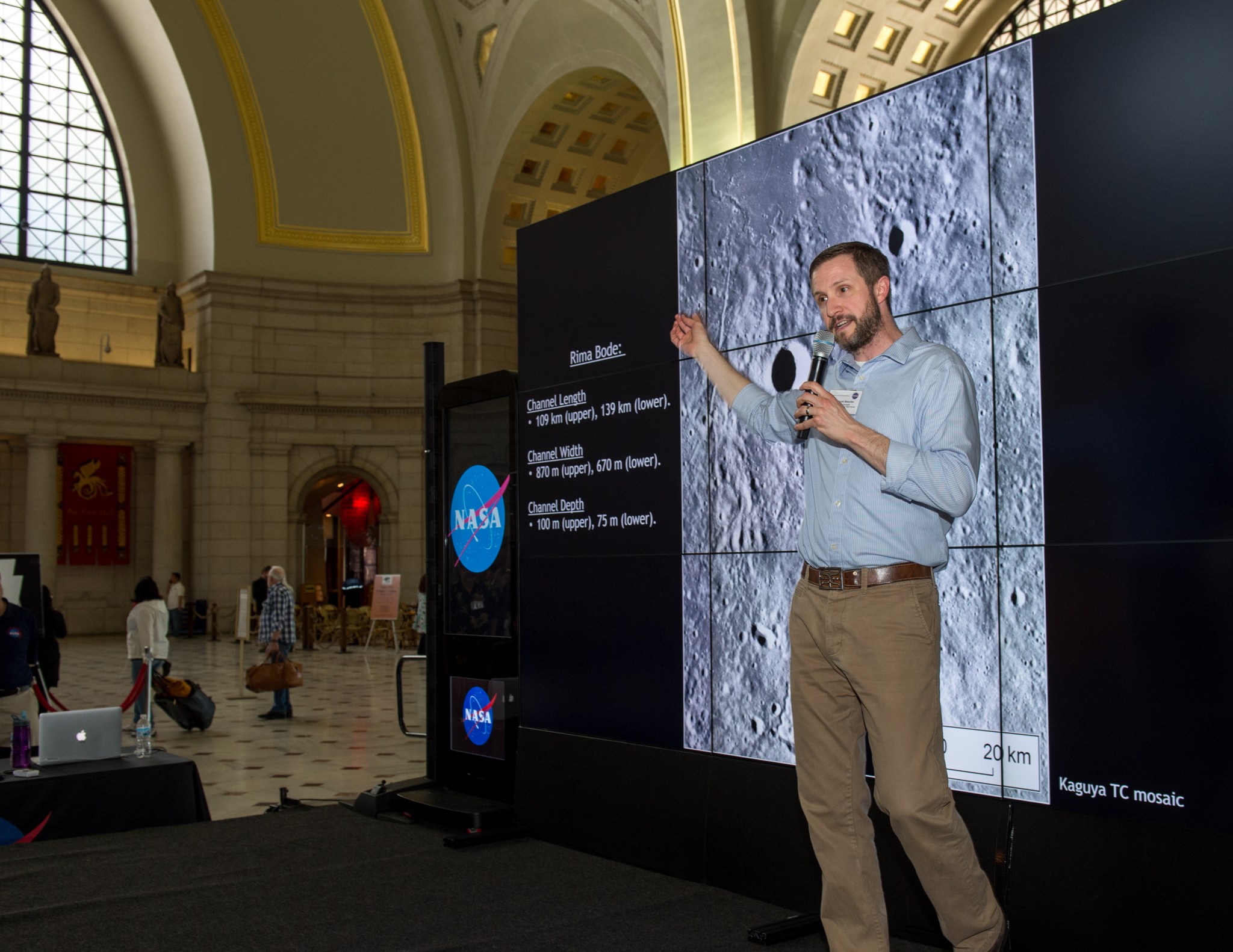 Bleacher presenting at a NASA earth day event at Union Station.