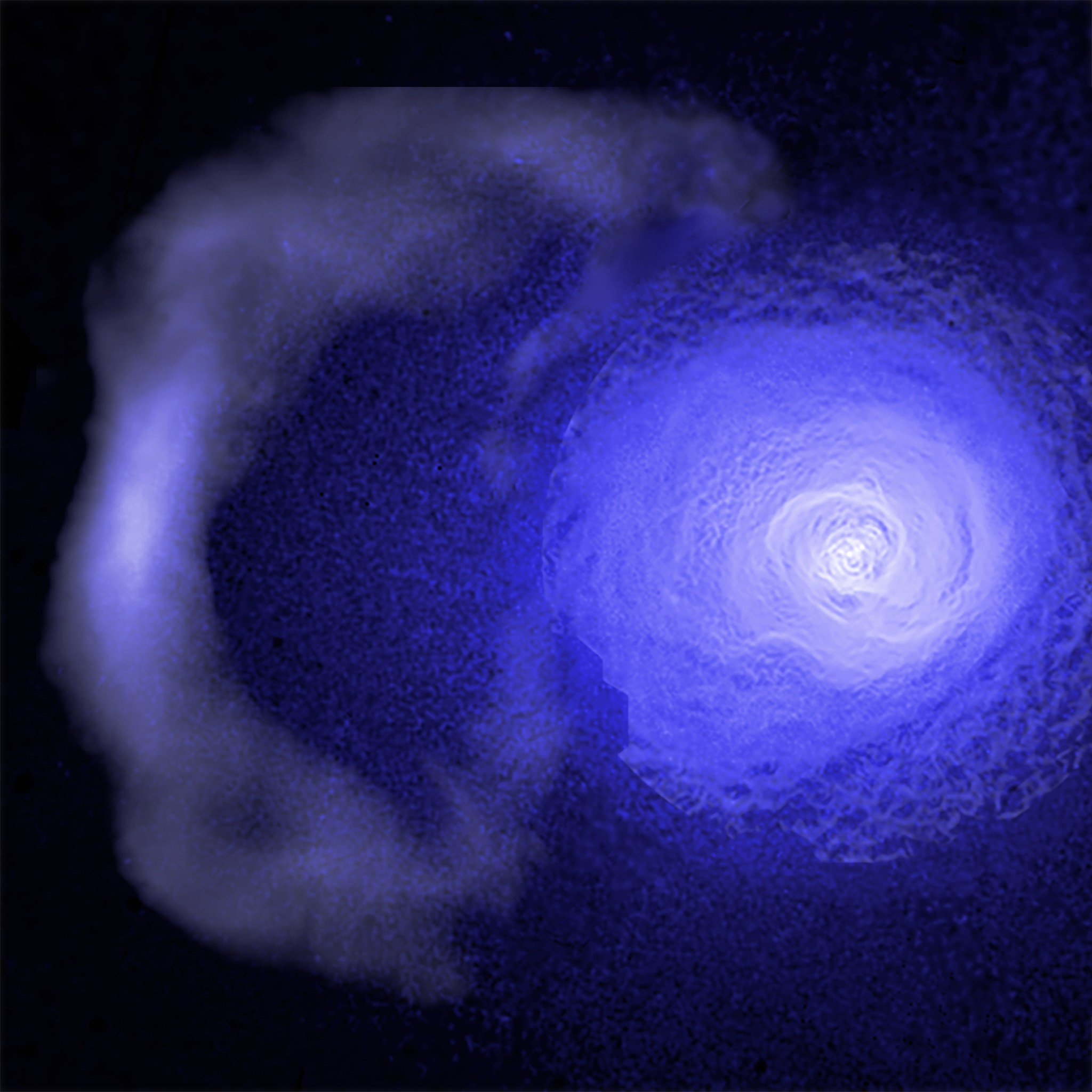 A “cold front” hurtling through the Perseus galaxy cluster has been studied using data from the Chandra X-ray Observatory. 