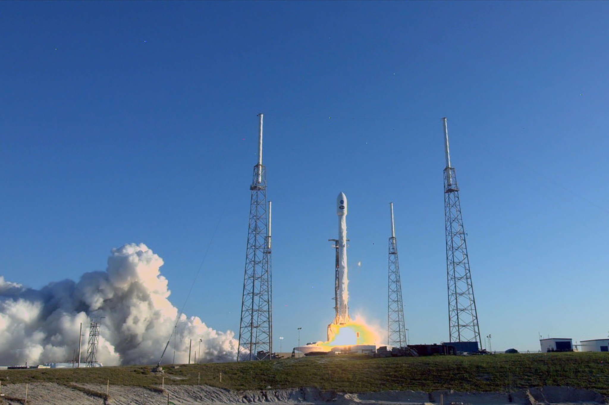 The SpaceX Falcon 9 rocket with NASA's Transiting Exoplanet Survey Satellite (TESS) lifts off at 6:51 p.m. EDT. 
