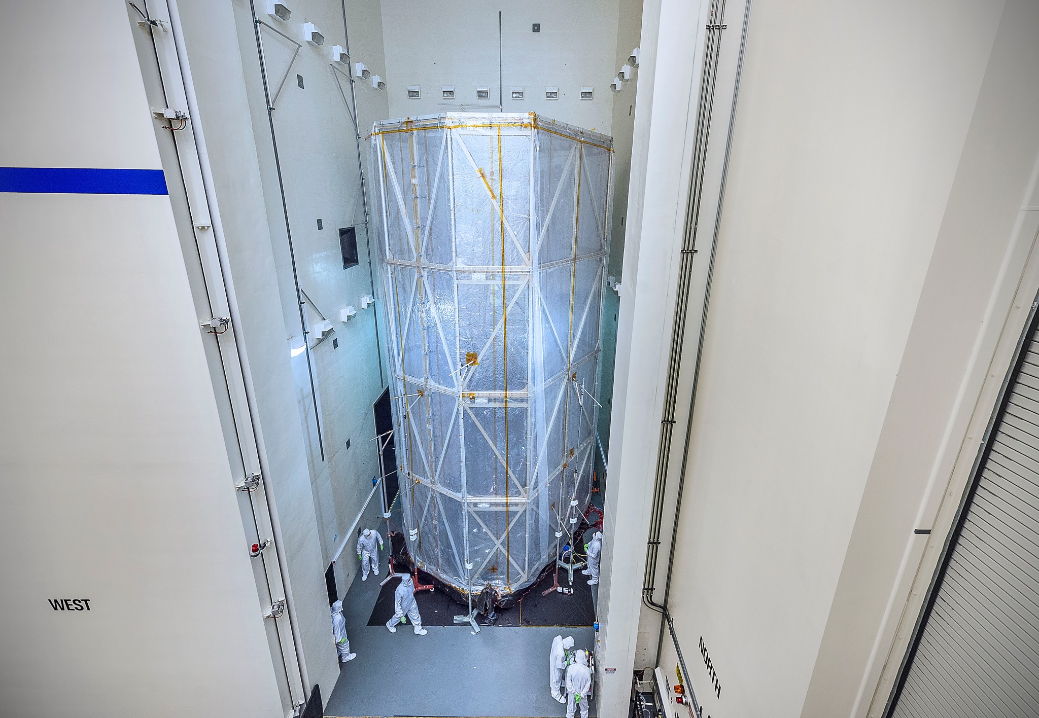 Spacecraft element in testing chamber