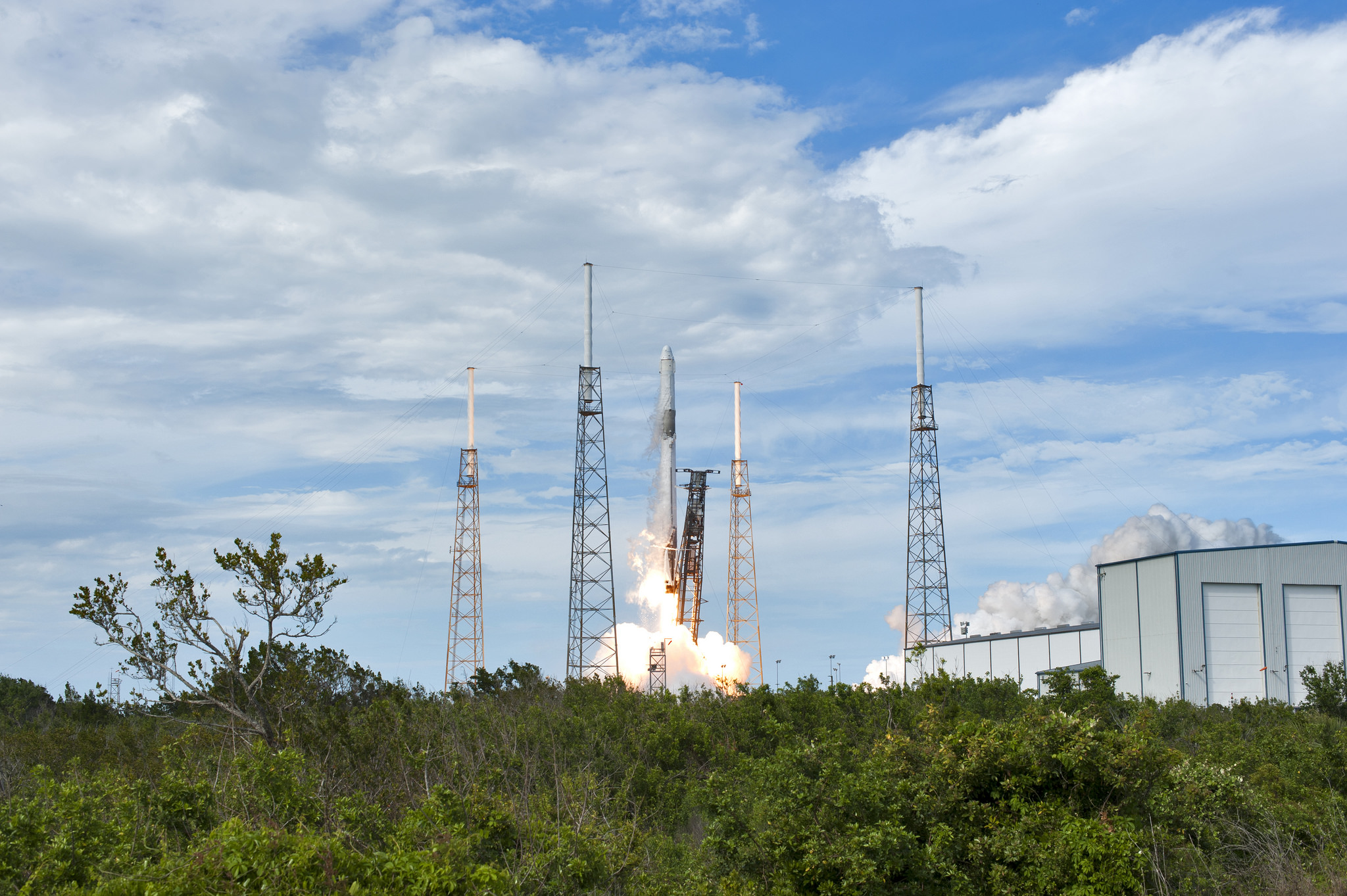 A SpaceX Falcon 9 rocket lifts off from Space Launch Complex 40 at Cape Canaveral Air Force Station in Florida.