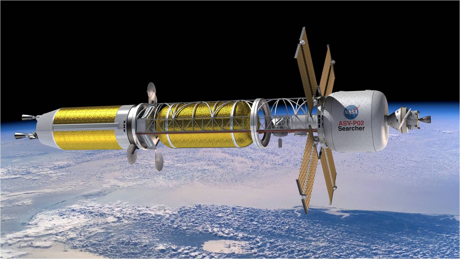 Vehicle in space above the earth.