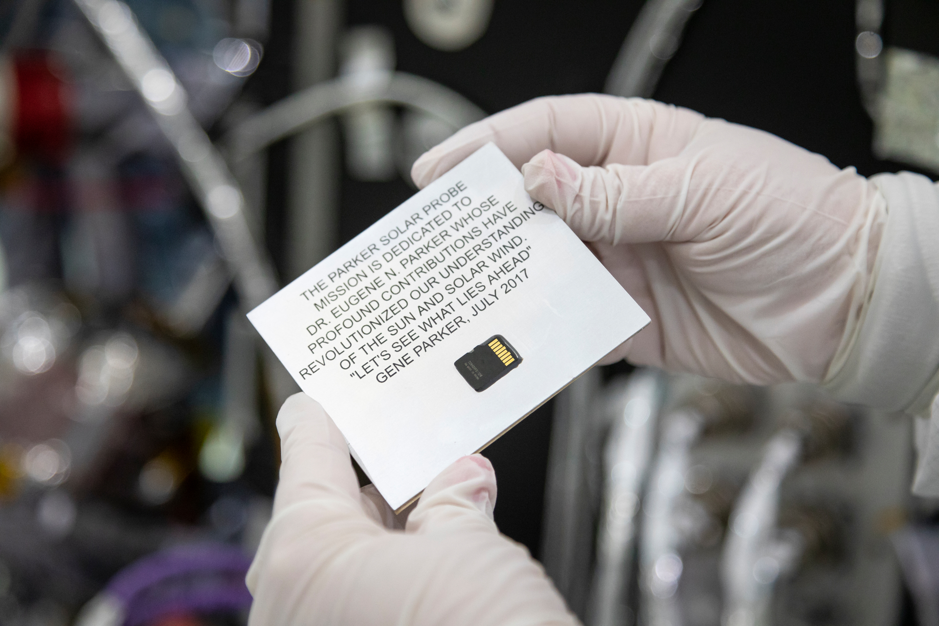 dedication plaque and chip for Parker Solar Probe