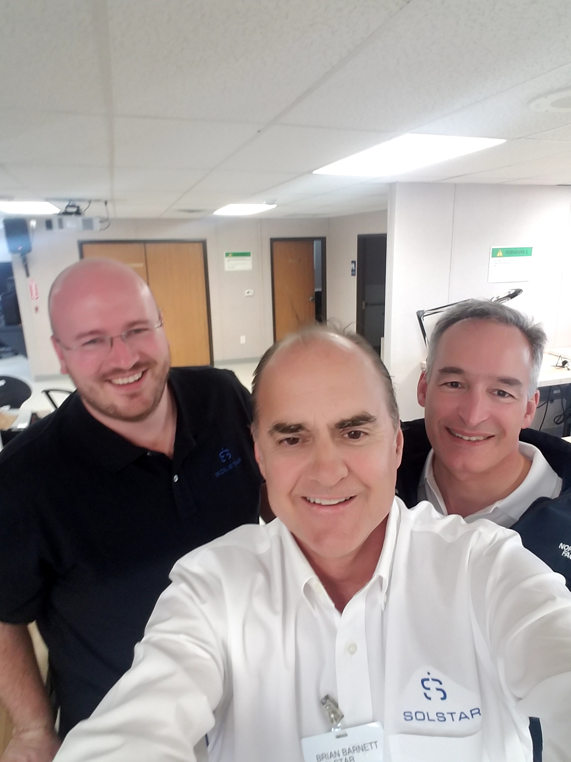 Solstar team consisted of M. Brian Barnett, CEO, in the middle; Mark Matossian, COO, on the right; and Charlie Whetel, senior pr