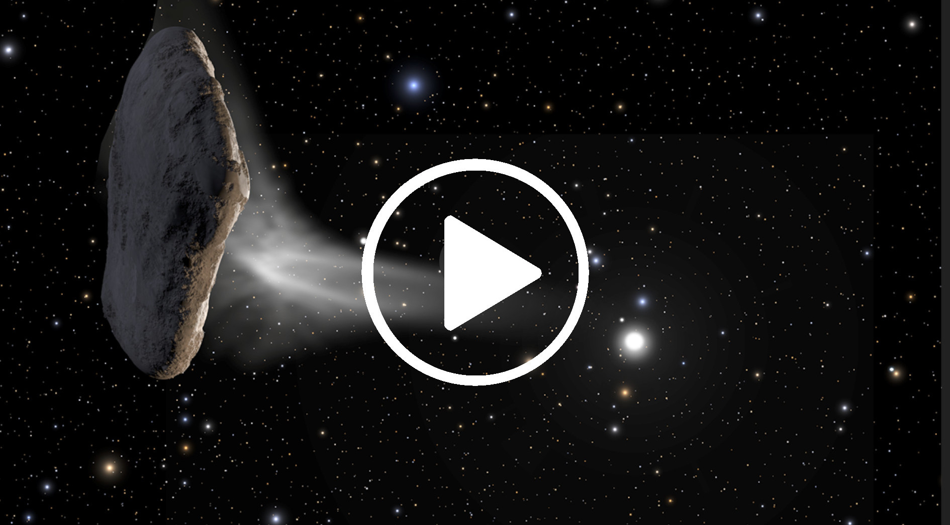 This animation of `Oumuamua is one of many artist conceptions of what this object could look like.