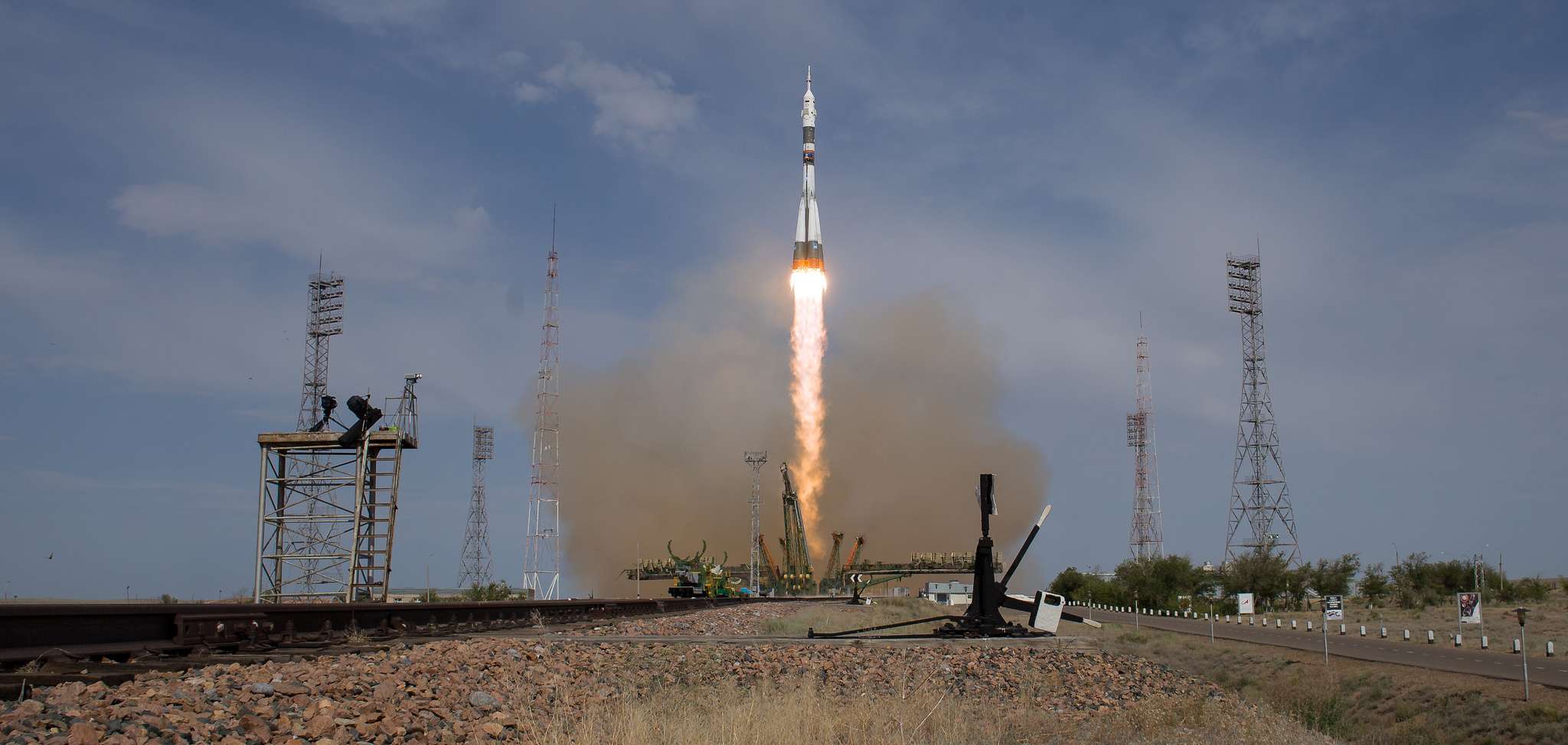 The Soyuz MS-09 rocket is launched from the Baikonur Cosmodrome in Kazakhstan on June 6.