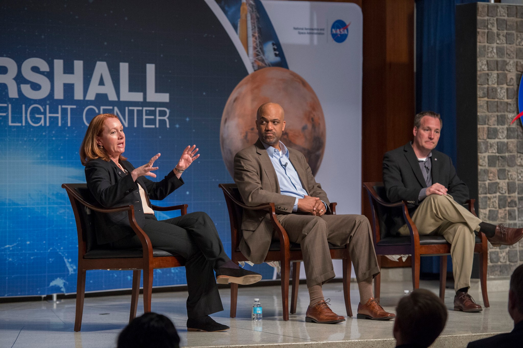 Members of NASA Headquarters' Mission Support Directorate explain the importance of mission support as they host a town hall.