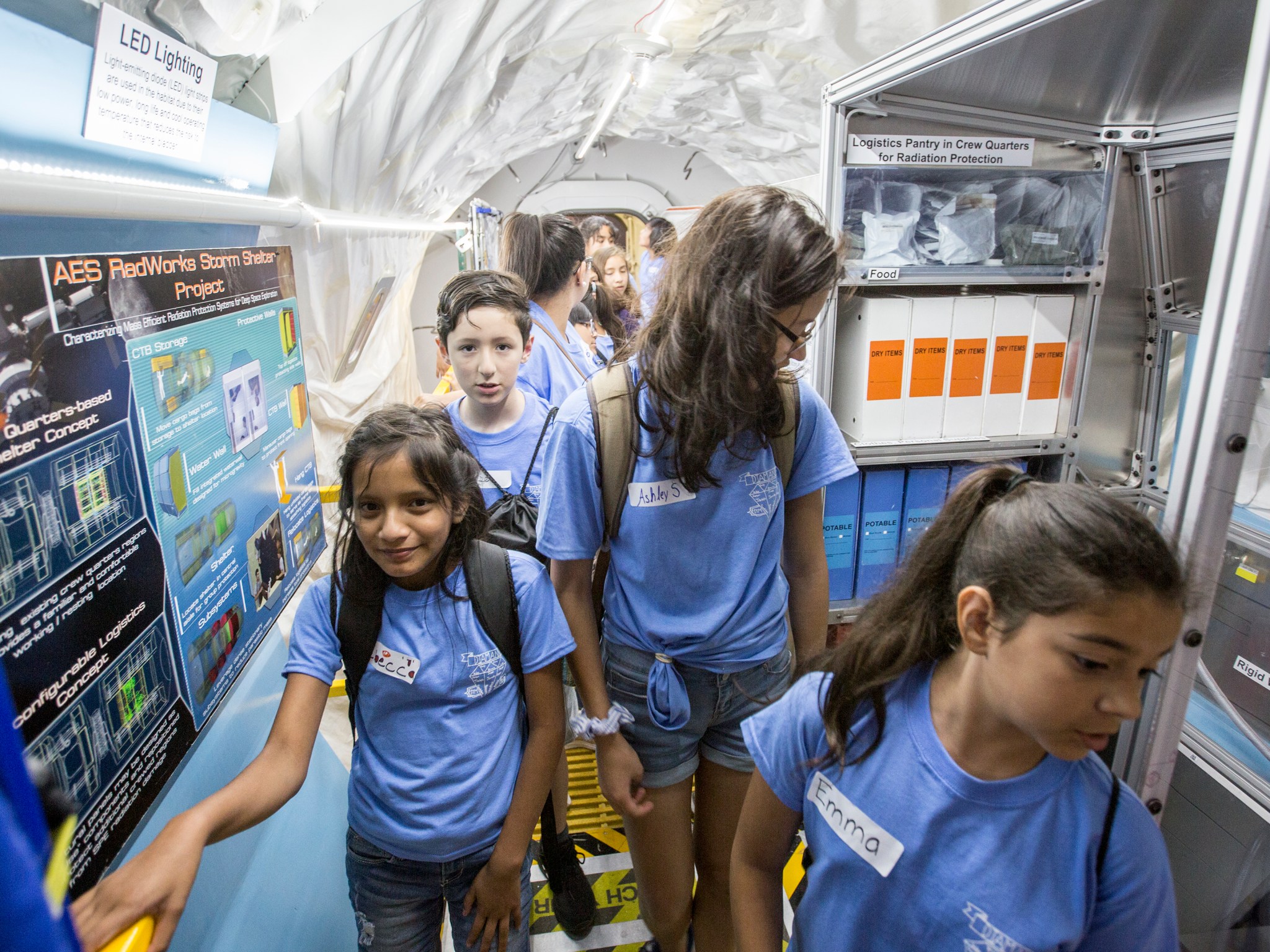 Students from North Carolina tour a prototype space habitat at NASA's Langley Research Center