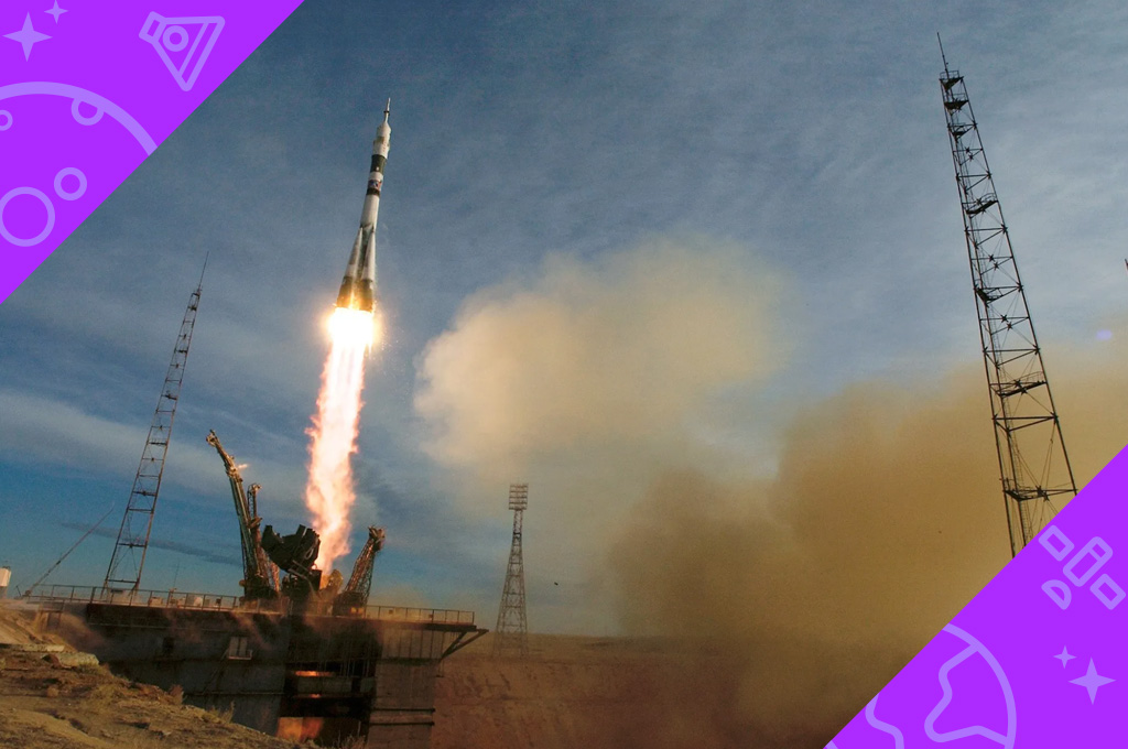 The Soyuz TMA-5 spacecraft blasts off