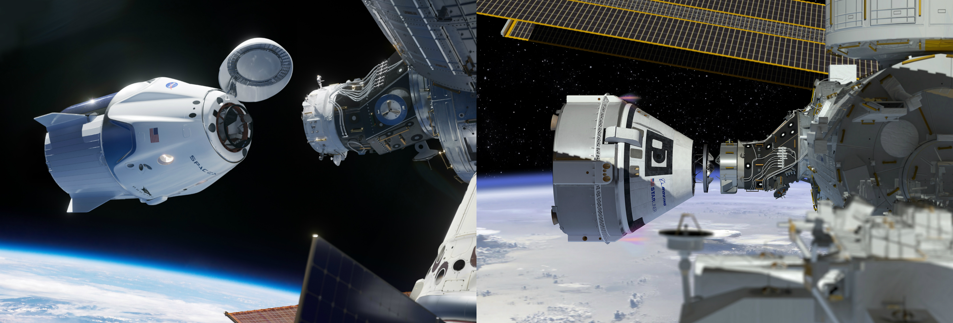 SpaceX Crew Dragon and Boeing CST-100 Starliner