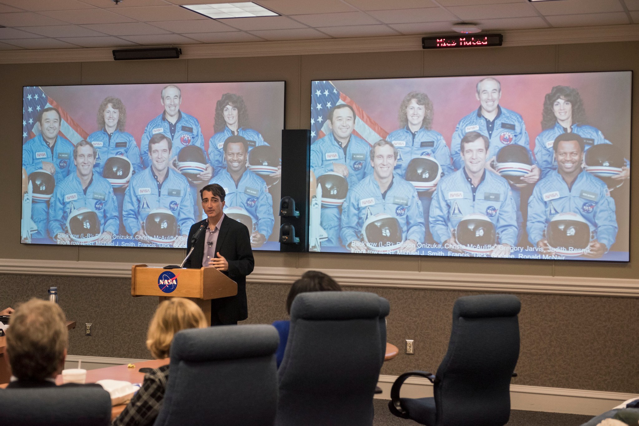 Michael Ciannilli speaking at the July 19 Shared Experiences forum at NASA’s Marshall Space Flight Center.