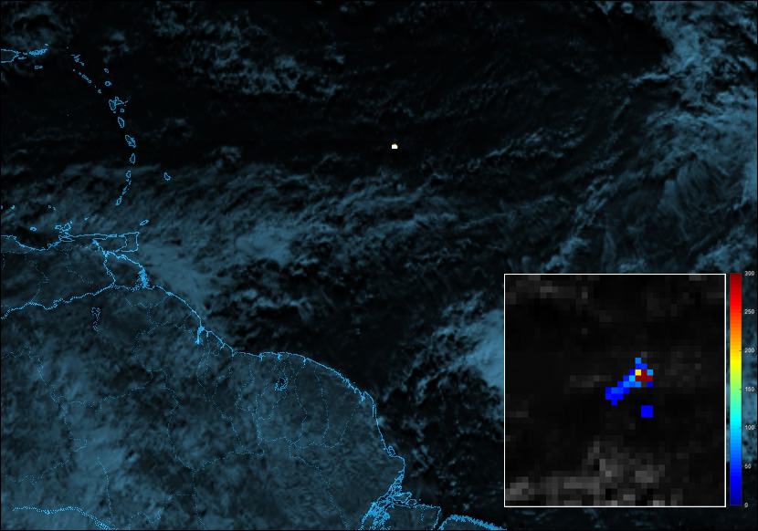 Data image from a satellite sensor shows one moment of a December 2017 meteor event.