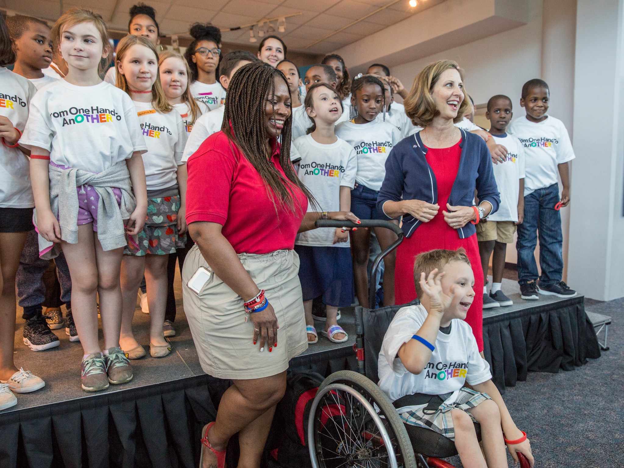 Students pose with First Lady of Virginia Pamela Northam