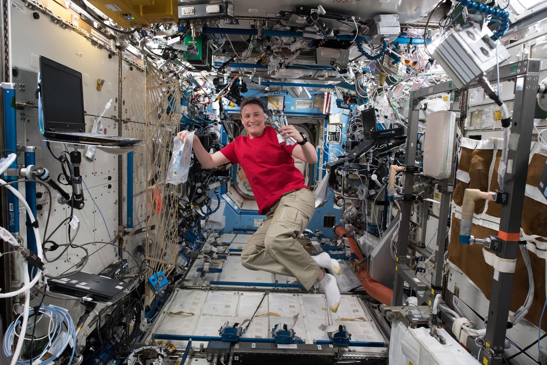 Expedition 56 Flight Engineer Serena Auñón-Chancellor of NASA is pictured in the Destiny laboratory module