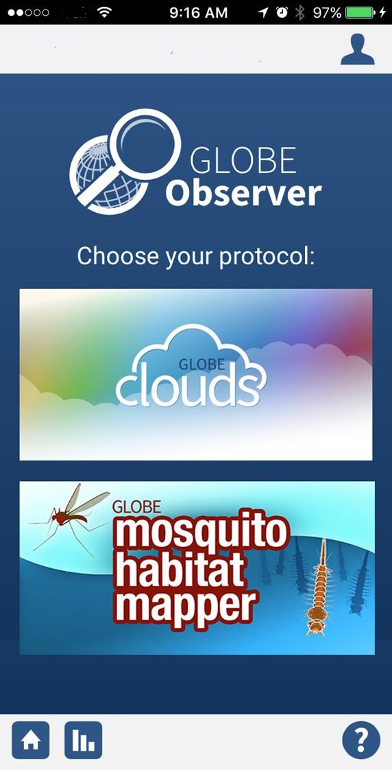 screen shot of GLOBE Observer app