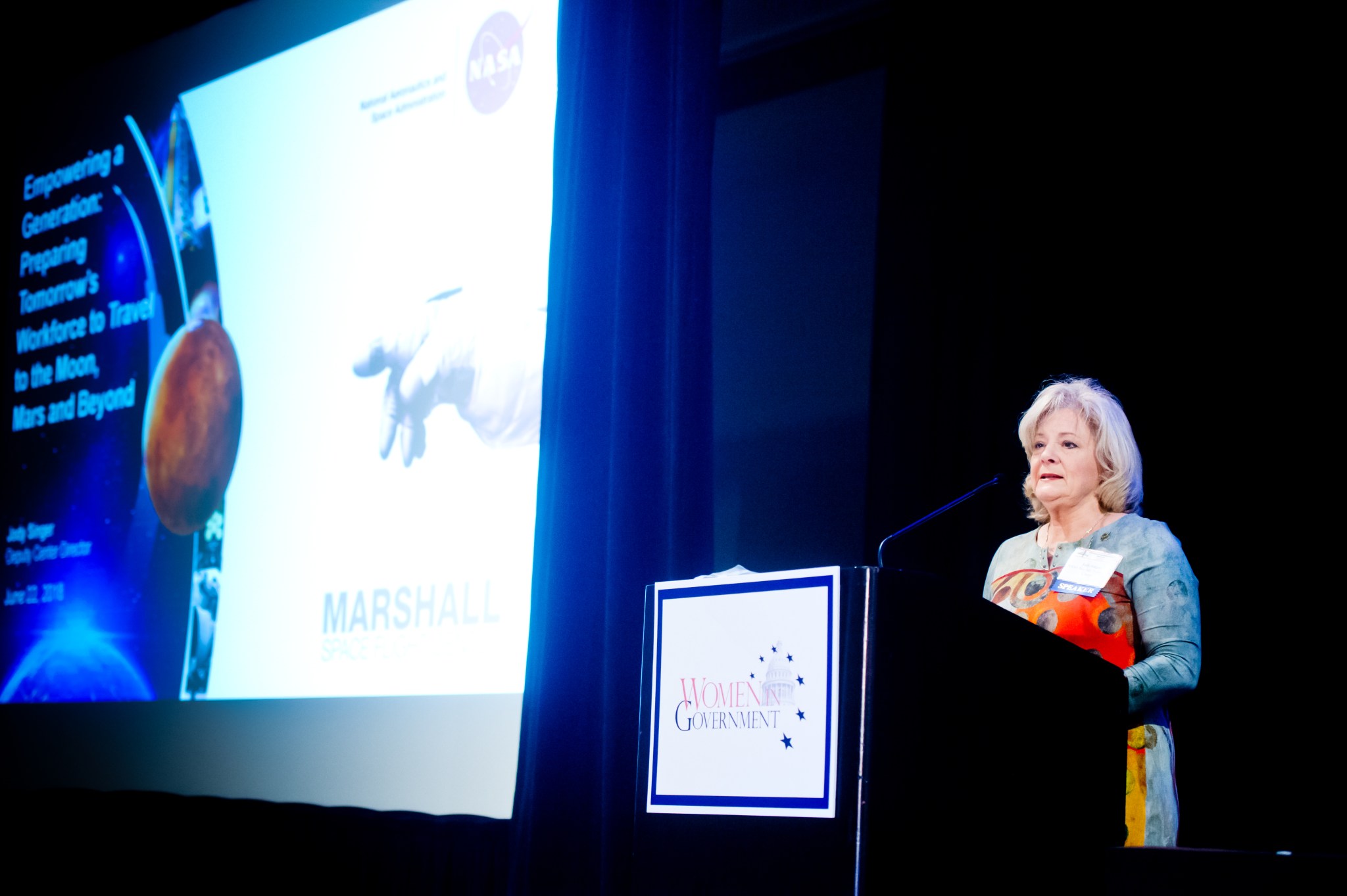 Jody Singer speaks at the Women in Government National Legislative conference in San Francisco on June 22.