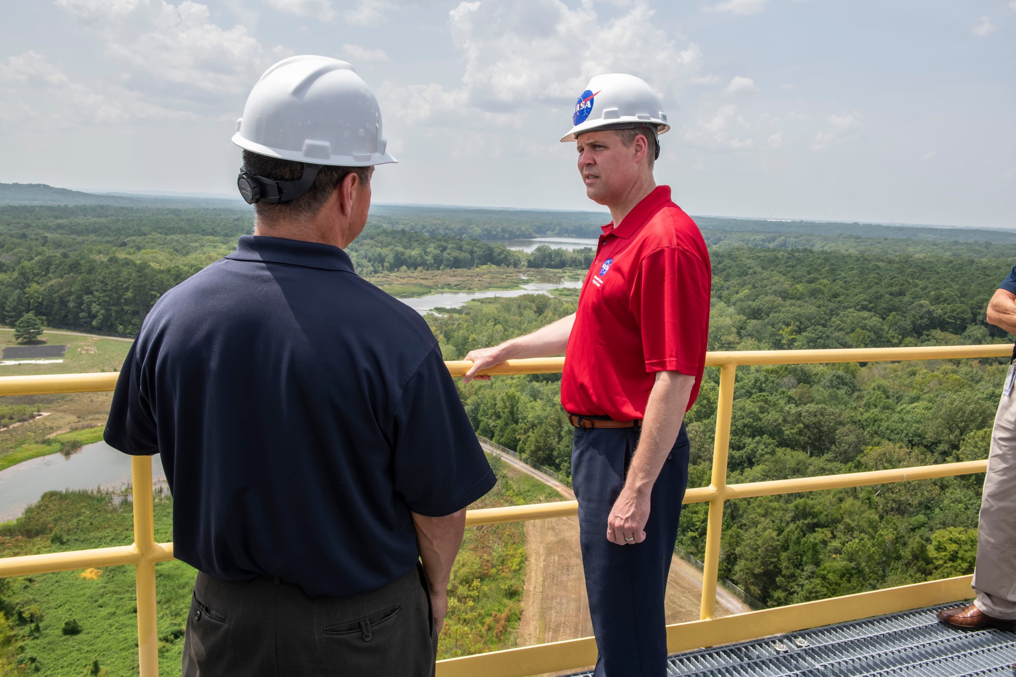 NASA Administrator Jim Bridenstine and SLS Stages Integration Manager Tim Flores